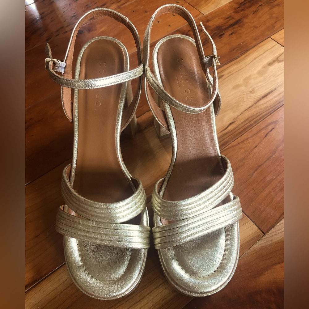 Gold platform heels